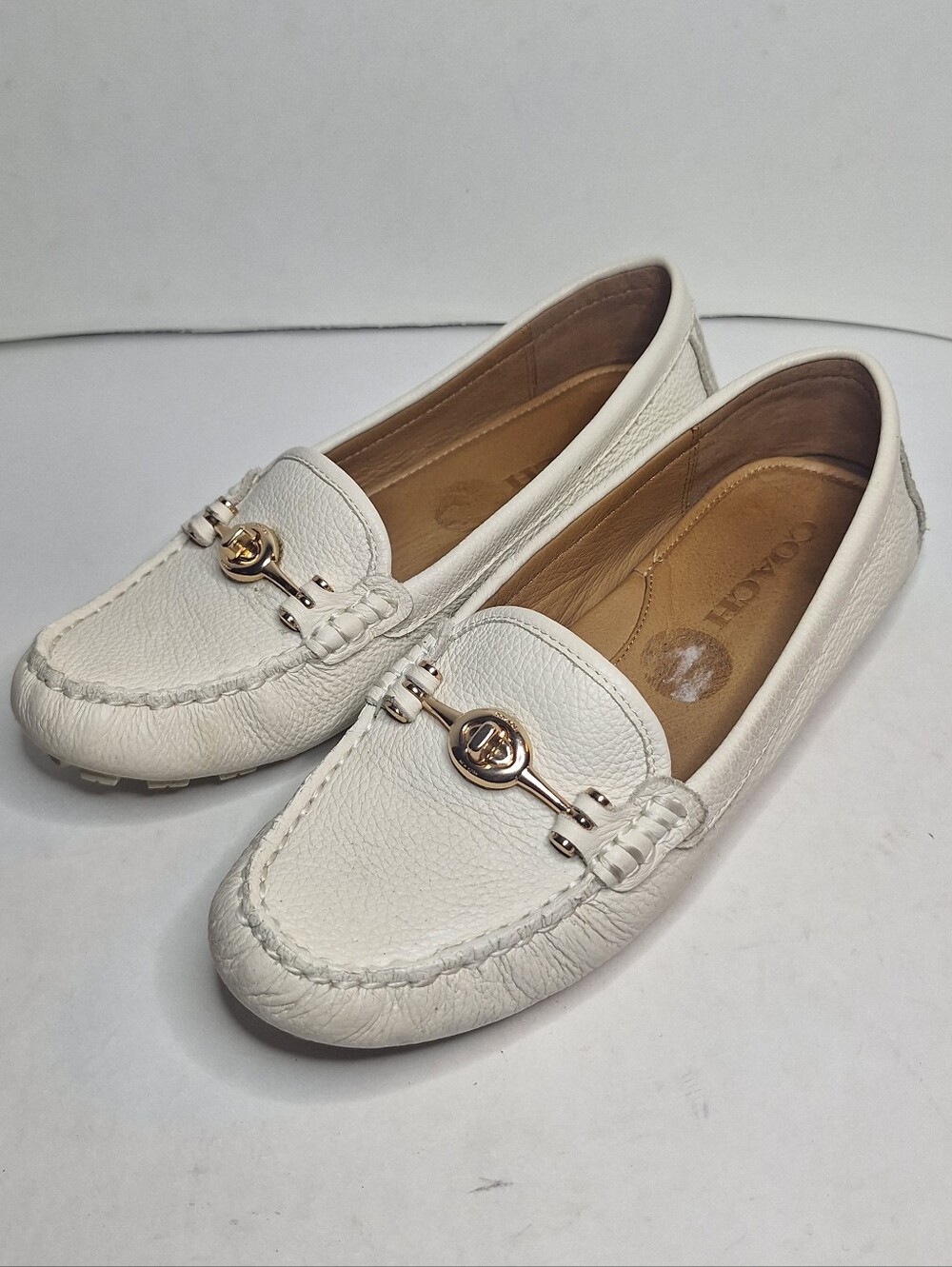 Coach Arlene Ivory Casual Driving Loafer Leather Turn Lock Chunky Sole Womens 7B